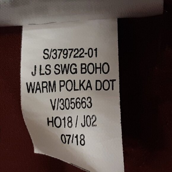 Old Navy Top Womens Small Red Polka Dot Long Sleeve Boho Ruffle Burgundy Blouse - Picture 14 of 14